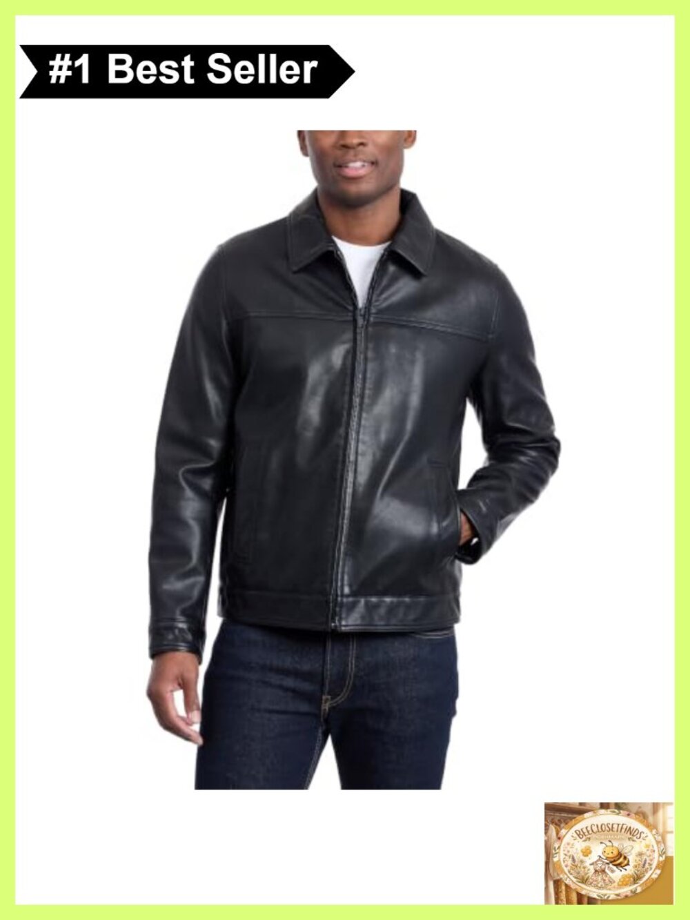 Faux Leather Aviator Jacket Men's Classic Zip Front Quilted Lined